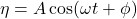  \eta  = A \cos(\omega t + \phi)