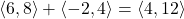 \langle 6,8\rangle+\langle-2,4\rangle=\langle4,12\rangle