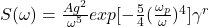  S(\omega) = \frac{A g^2}{\omega^5} exp[-\frac{5}{4} (\frac{\omega_p}{\omega})^4] \gamma^r 