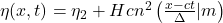  \eta(x,t) = \eta_2 + H cn^2 \left ( \frac{x-ct}{\Delta} \arrowvert m \right ) 