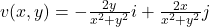 v(x,y) = -\frac{2y}{x^2 + y^2} i + \frac{2x}{x^2 + y^2}j