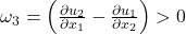 {\omega_3}=\left (\frac {\partial u_2}{\partial x_1} -\frac {\partial u_1}{\partial x_2} \right) > 0