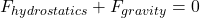  F_{hydrostatics} + F_{gravity} = 0 