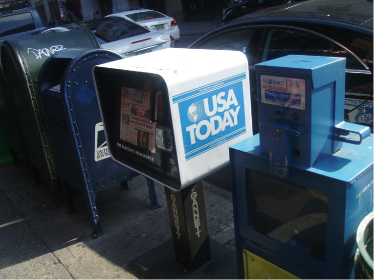 USA Today vending box and US Mail box