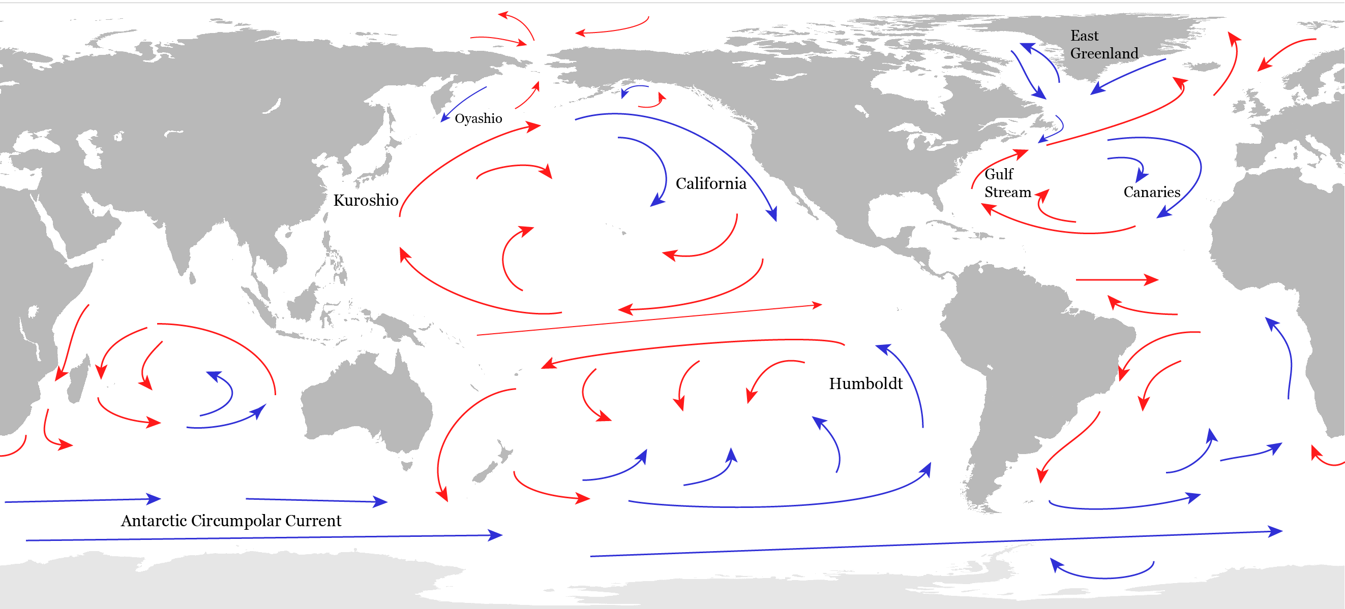Sketch of the Surface Circulation of the Ocean. After Peixoto and Oort (1992).