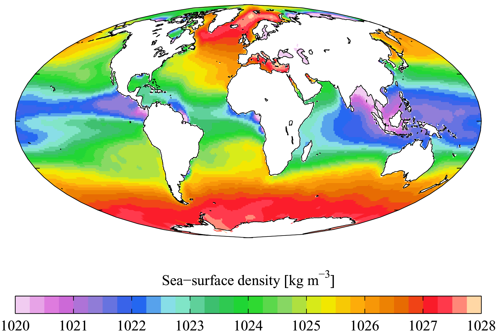 density of ocean water