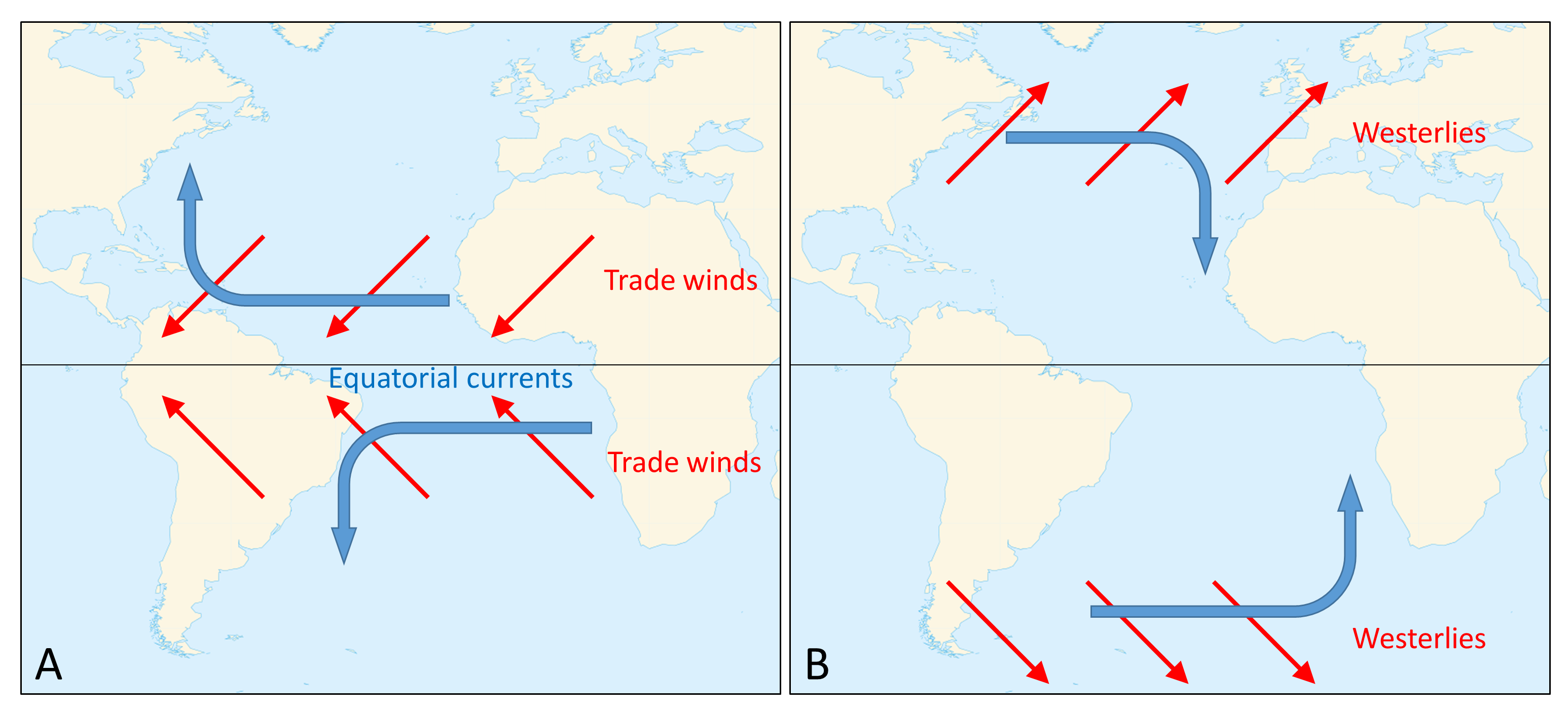 westerlies on world map