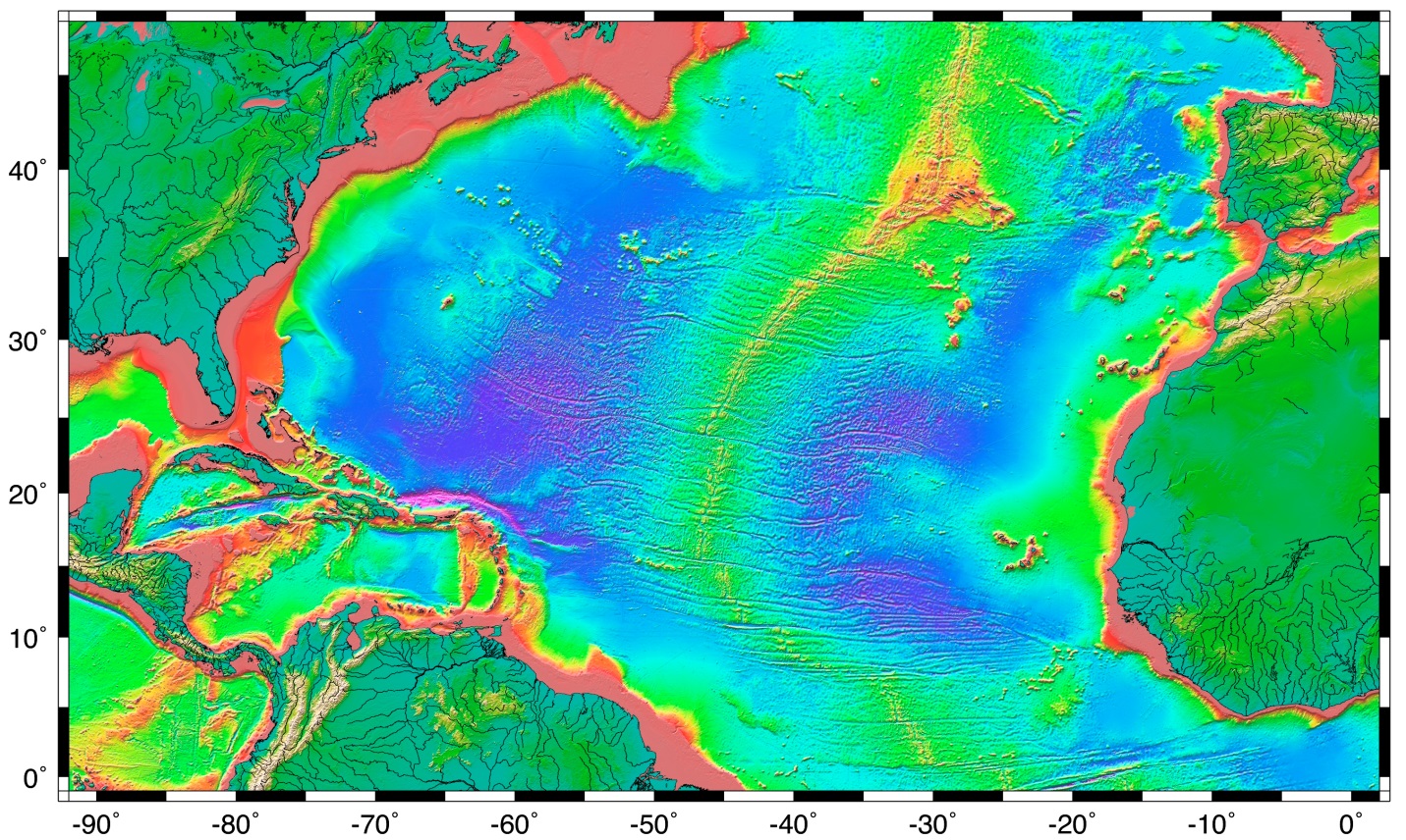 Atlantic Ocean Map Green 